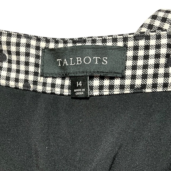 TALBOTS Wool Blend Lined Slim Leg Trousers Black / White Plaid w/ Polka Dot 14 - Picture 5 of 12
